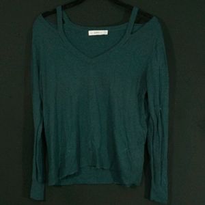 Dark teal Zara shoulder cutout sweater